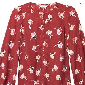 Rebecca Taylor Red Cabernet Floral Top Size 6 NWT